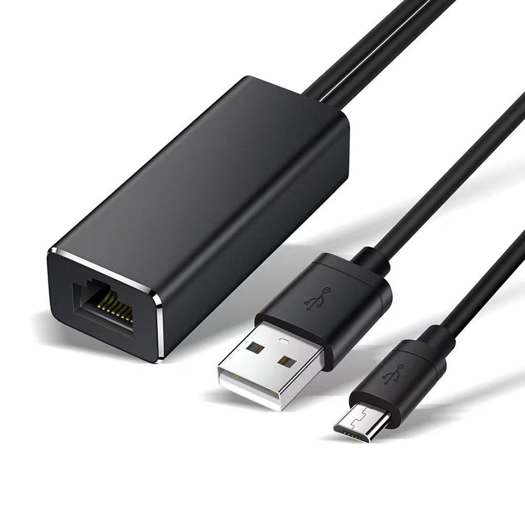 محول ايثرنت للأجهزة التلفزيونية Micro USB + USB To Ethernet