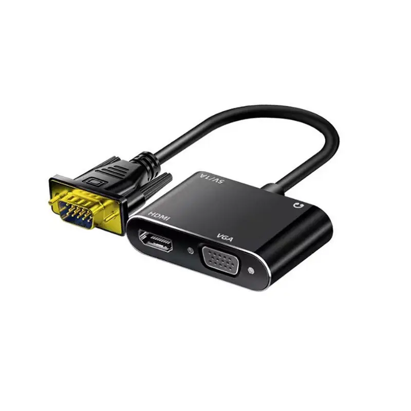 محول وموزّع VGA إلى HDMI وVGA مع الصوت