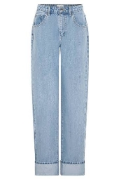 CUFFED STRAIGHT GEANS-LIGHT BLUE