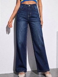 WIDE LEG JEANS-DARK BLUE