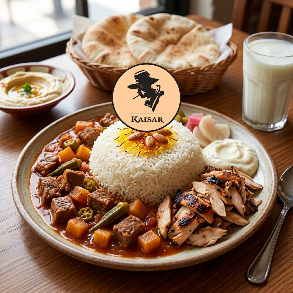 رز ومرق مع شاورما دجاج