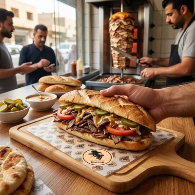 ساندويش شاورما لحم دبل