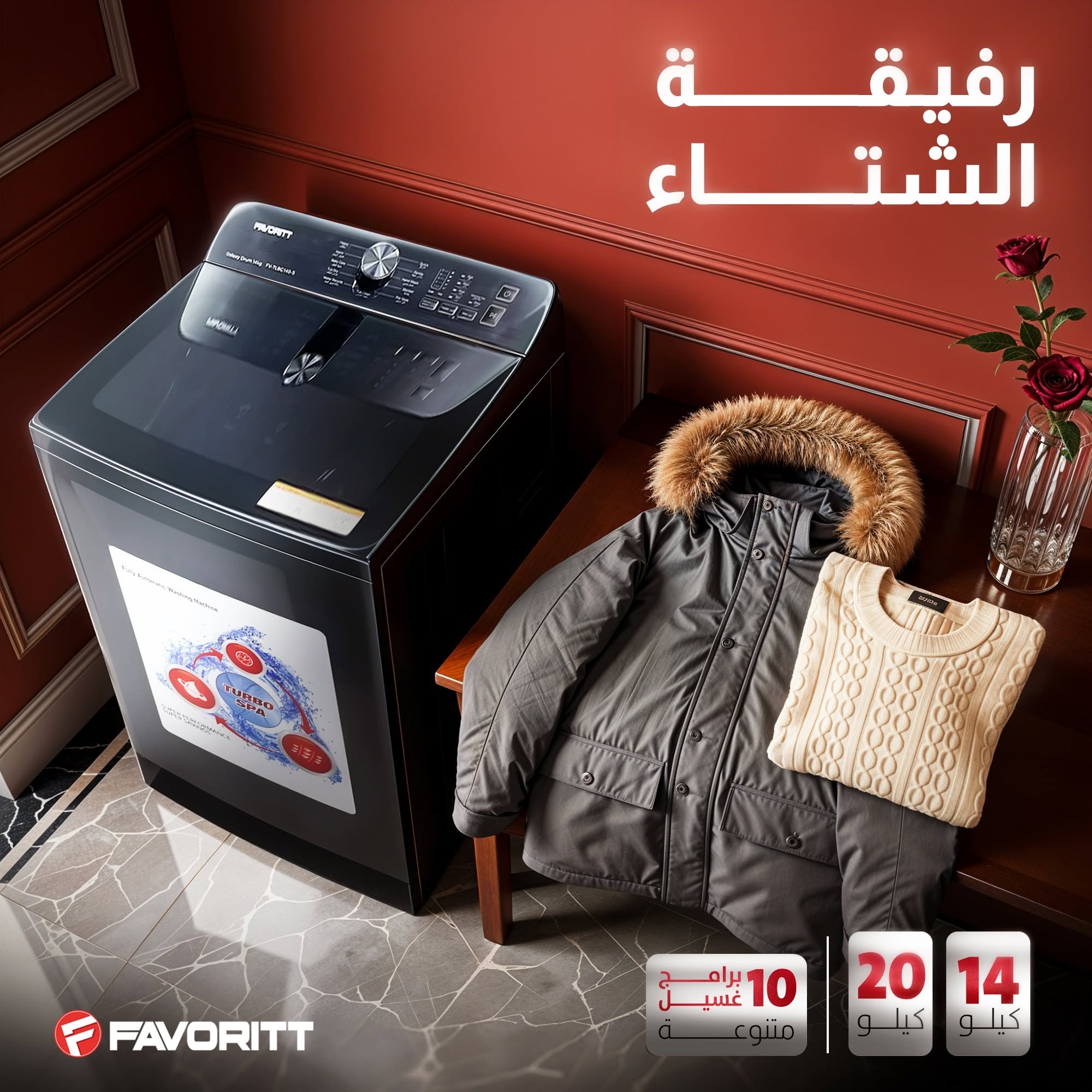 غسالةفتحة علوية فافورايت دبل ووش ستيل 20ك