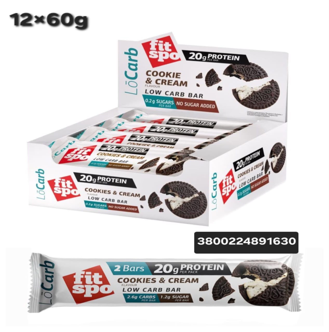 FIT SPO PROTEIN COOKIE & CREAM OREO 60G *12 ADD