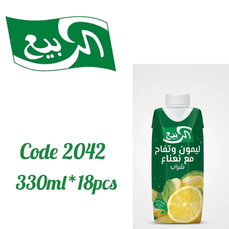 عصير الربيع طبيعى ليمون و نعنع 330مل*18عدد