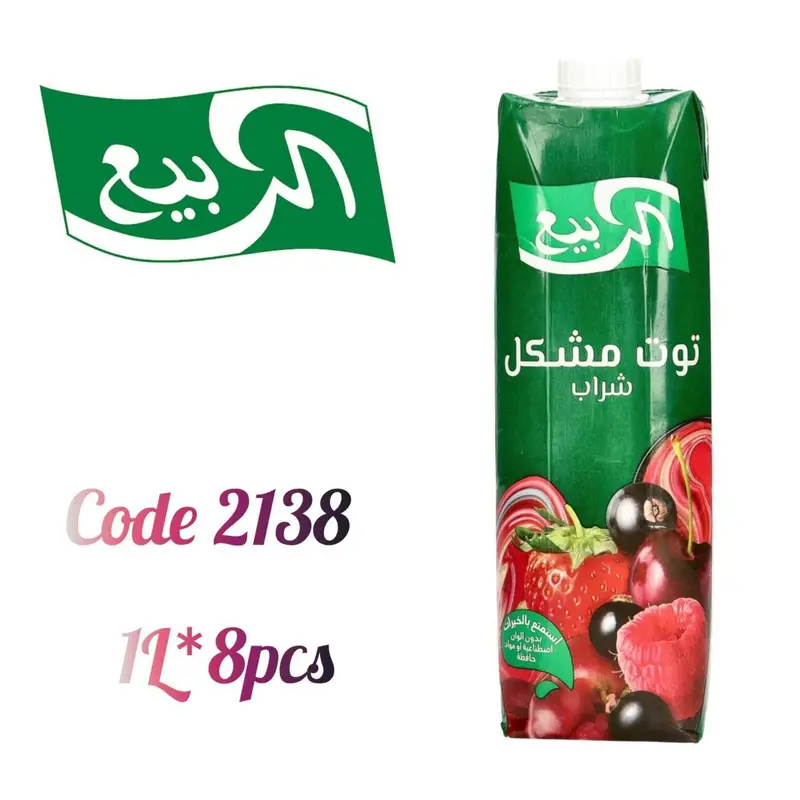 عصير الربيع طبيعى توت مشكل 1ل*8عدد