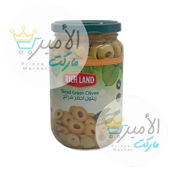 زيتون اخضر شرائح ريتش لاند 370 جم