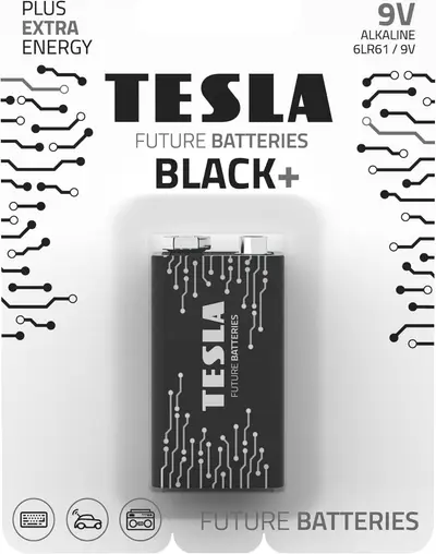 Tesla 9V Battery Black+  Plus Extra Energy Blister Foil 6LR61/9V
