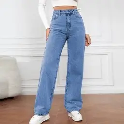 HIGH-WAIST STRAIGHT JEANS-36