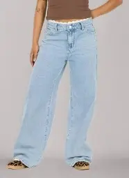 LACE OVERLAY WIDE LEG JEANS-LIGHT BLUE-36