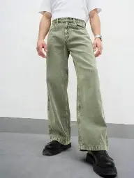 WIDE LEG JEANS-LIGHT GREEN-38